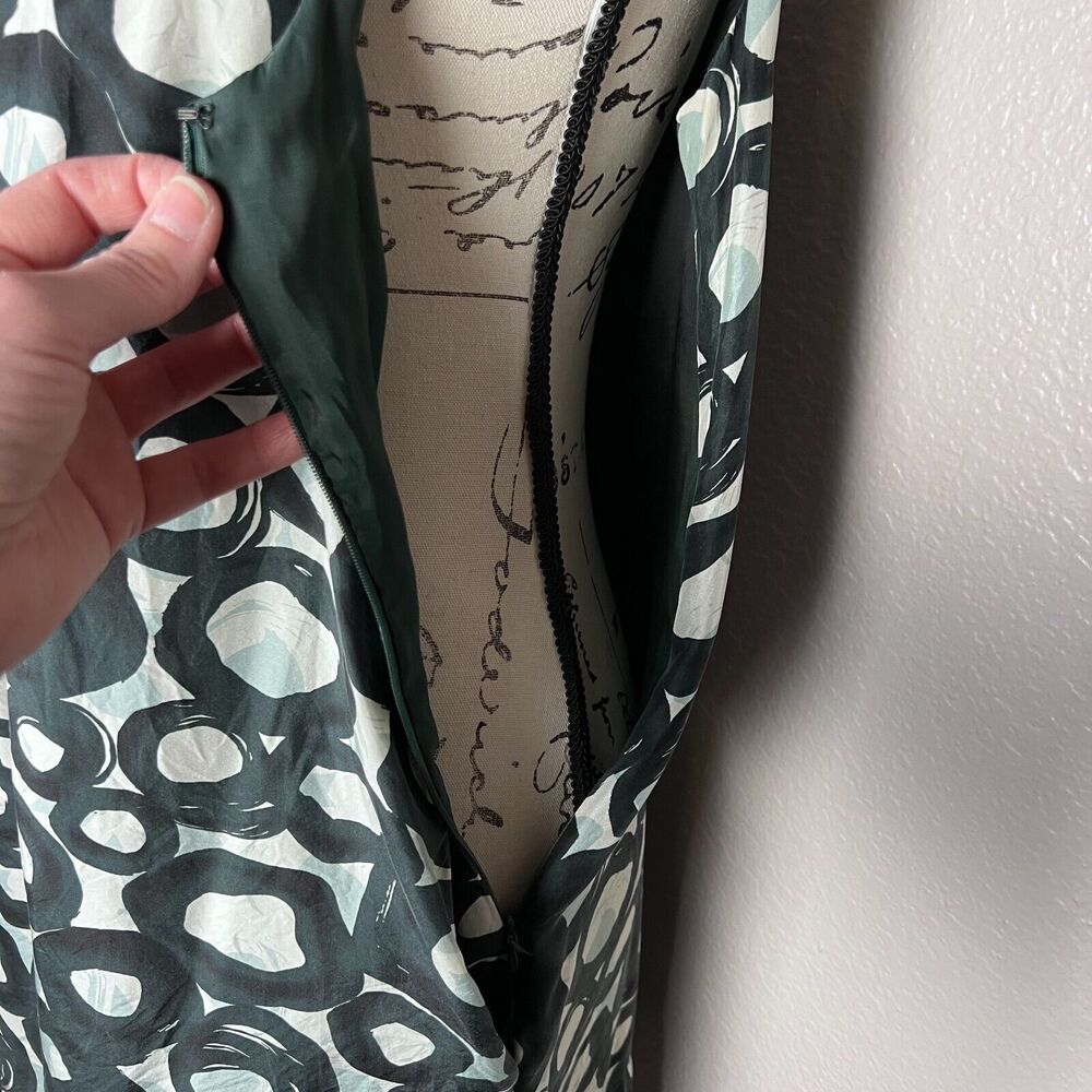 New York & Company Sz 6 100% Silk Mini Shift Cocktail Dress Formal Hunter Green - Picture 5 of 11